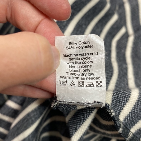 Madewell Black Cream Striped Overall Jumper Dress Size XS - Picture 9 of 9